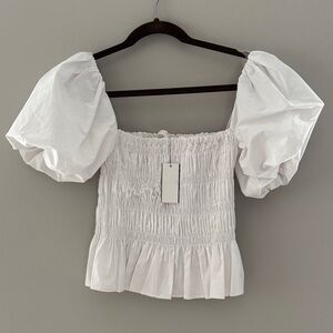 White Puff Sleeve Top